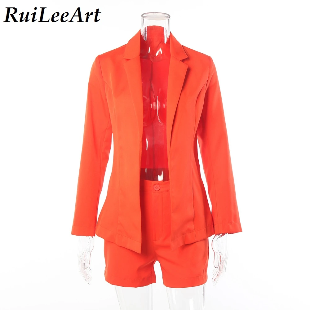 Spring Summer Streetwear Women's Blazer Shorts Suit Office Lady Tracksuit 2 Piece Set Business Interview OL Fitness Outfits