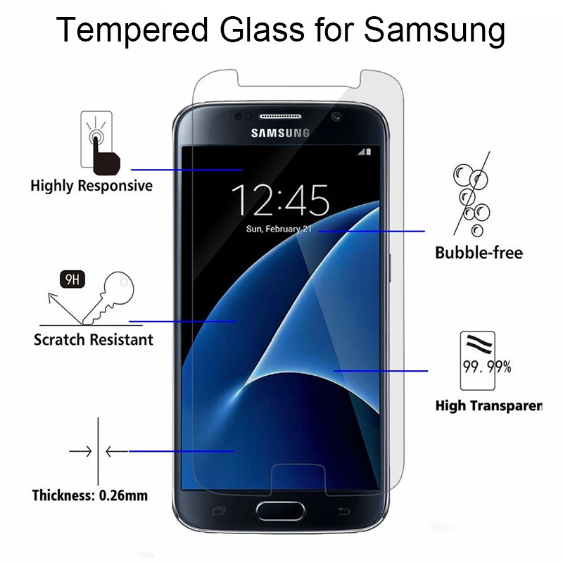 Протектор экрана 9H стекло для samsung Galaxy S2 S3 S4 S5 мини закаленное S6 S7 на Grand Prime G360