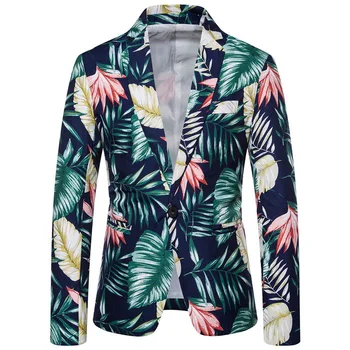 

Male Suit Blazer Printed Men Slim Jacket Vintage Suits Fashion Luxury Formal wedding Dress Stage Costumes for Singers
