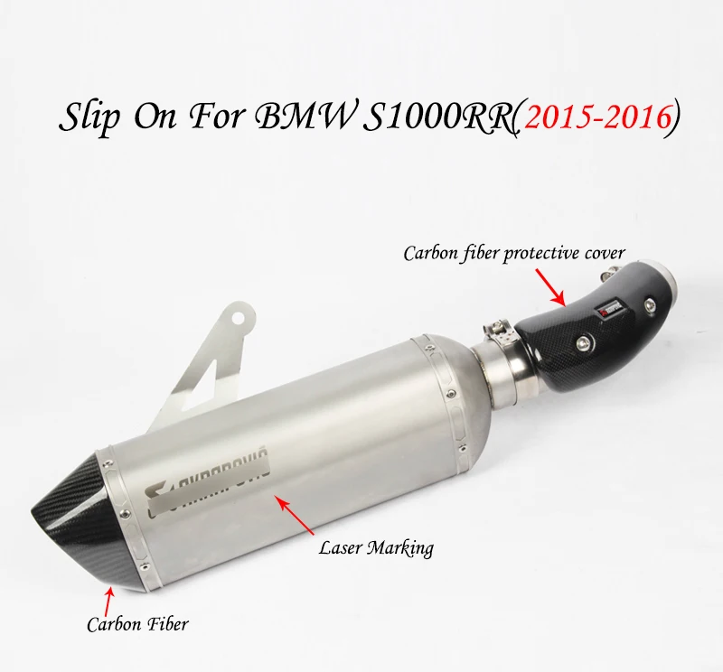 61 мм для S1000RR S1000R выхлопная труба для Мотоцикла BMW выхлопная труба глушителя средняя труба хвост Escape углеродная крышка