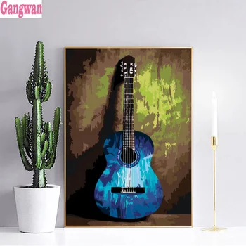 

Blue Guitar Pictures Full drill square round diamond painting mosaic diamond rhinestones diamond embroidery cross stitch needle