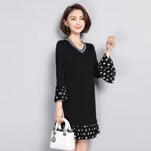 Весенняя одежда, стиль, большой размер, женское платье, толстый мм 200, модное платье в горошек