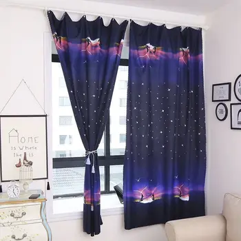 

Fashion Black-out Curtain Window Curtains for Living Room Bedroom Night Moon Star