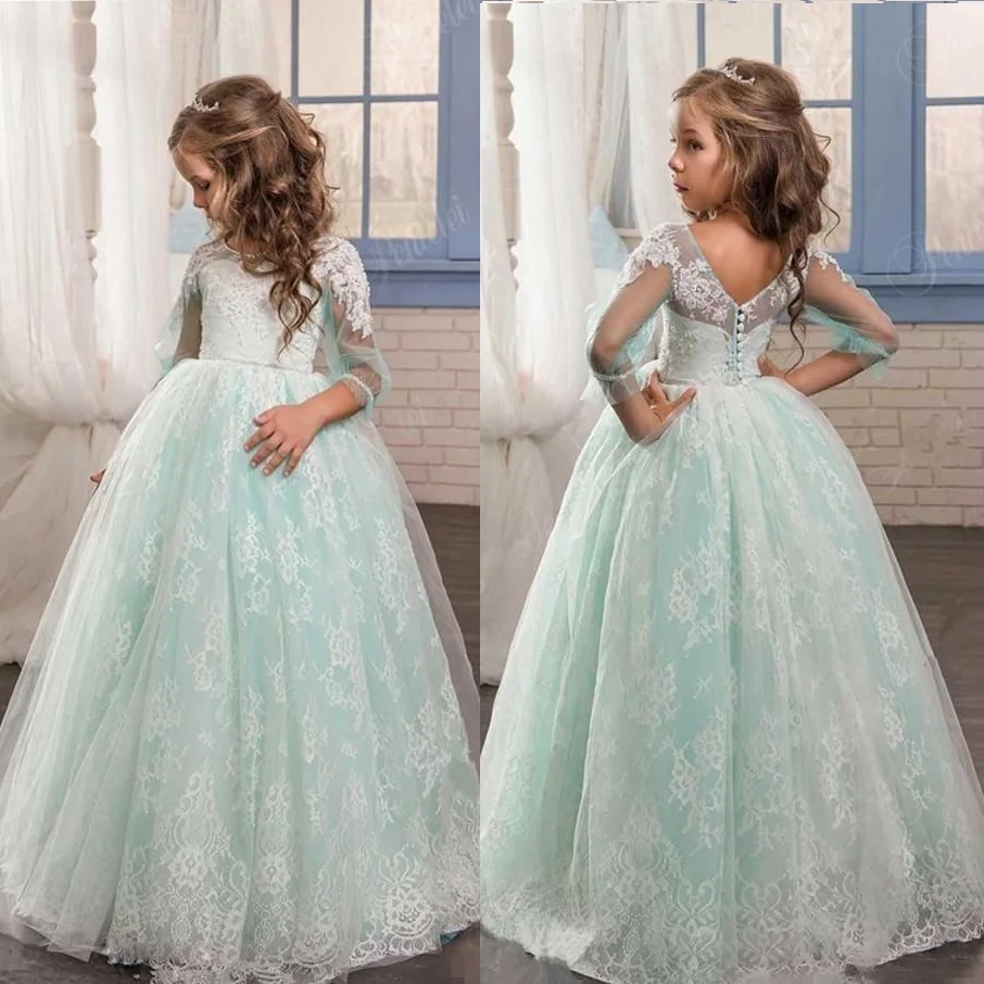 light green flower girl dresses