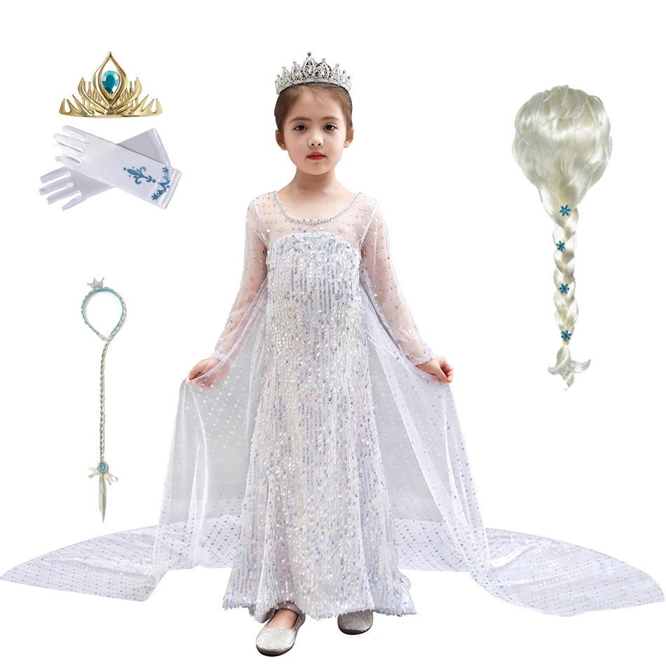 

Queen Elsa Dress for Girls Cosplay Elza Costume Princess Anna Dress Kids Party Vestido Fantasia Children Elsa Halloween Clothing
