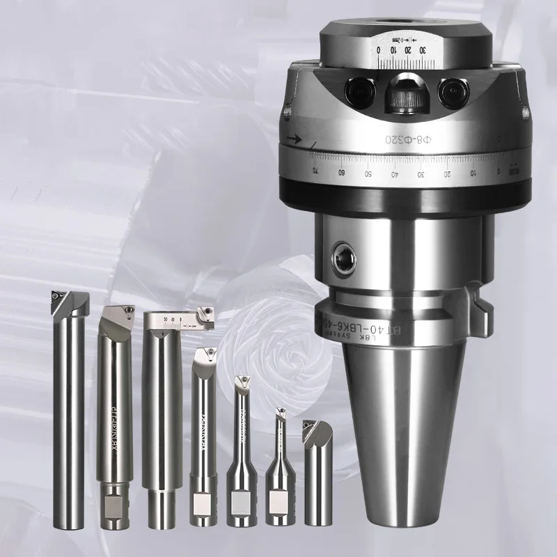 M16 BT40 NBH2084X high Precision 0.005 NBH 2084 boring head with 7Ppcs XBJ boring bars CNC tools working range 8-320mm