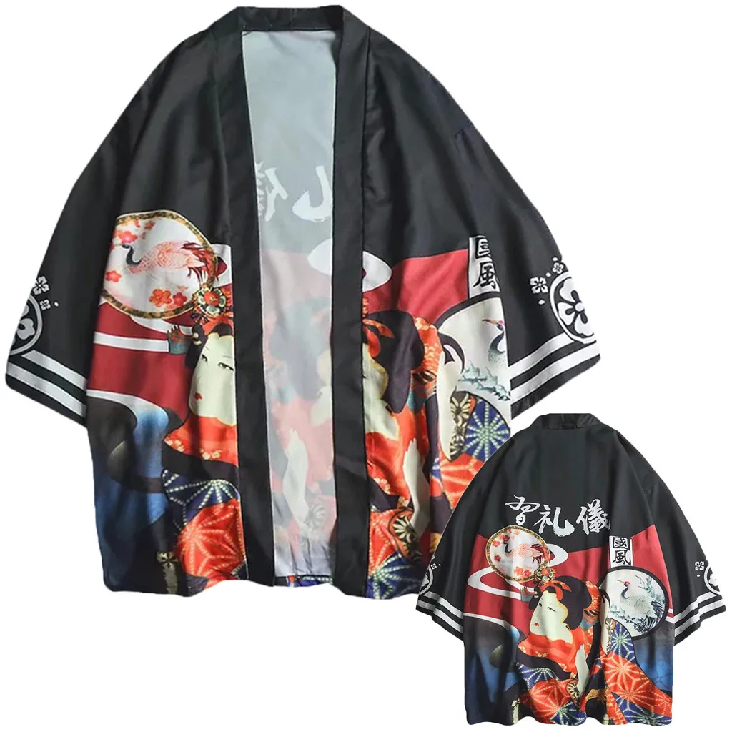

Mens Shirts Three Quarter Sleeve Japanese Streetwear Beach Floral Shirt Open Stitch Beach Vacation Clothing Summer Apr12