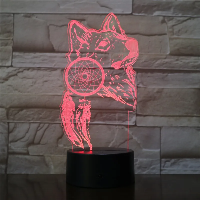 Wolf Roaring Moon 3D Светодиодная лампа ночник USB/батарея работает ночник лампа визуальный световой эффект подарок для подростка Прямая поставка
