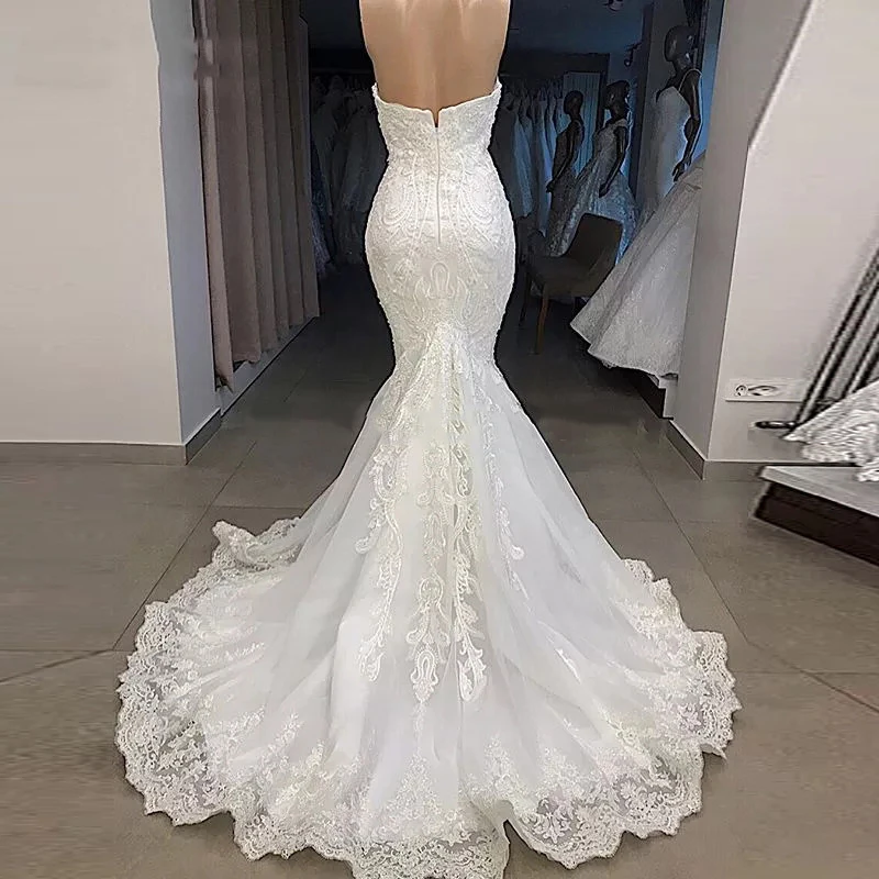 Vestido de noiva роскошное Русалка свадебное платье es слоновая кость кристаллы полный бисер плюс размер накладное украшение для свадебного платья Длинные свадебные платья