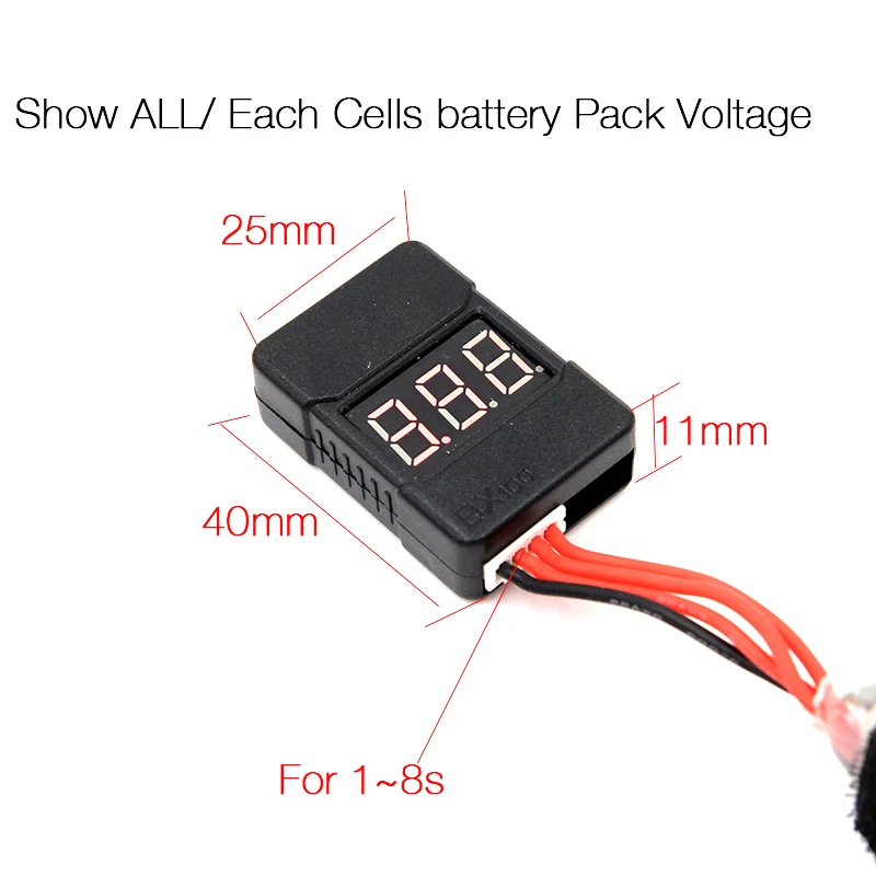 2 пьезы/1 пьезы BX100 1-8S Lipo comprobador de voltaje de la Bateria/alarma del zumbador de bajo voltaje/comprobador de volta