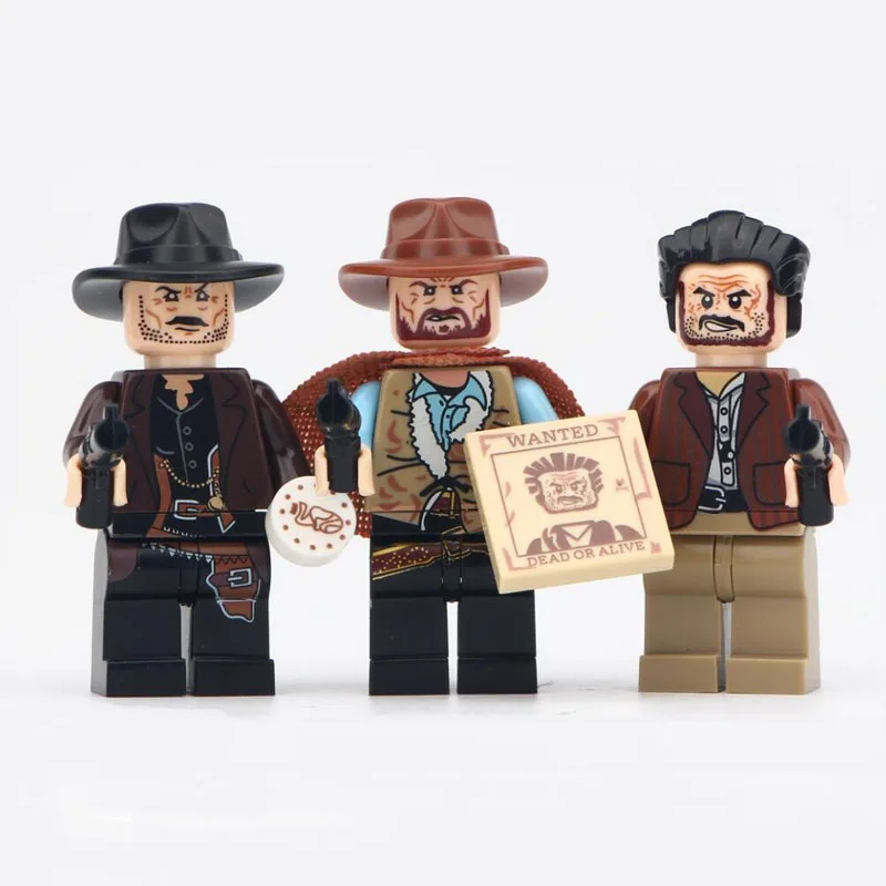

Cowboy The Good The Ugly The Sad Old Fashion Movie Characters Action Figures Building Blocks Mini Toys For Children DIY WM6026