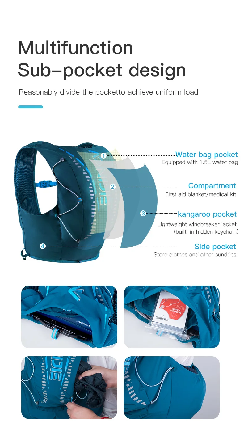 AONIJIE C962S Update 12L Sports Off Road Backpack Hydration Bag Vest Soft For Running Hiking Trail Cycling Marathon Race
