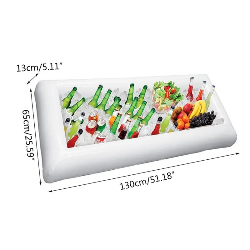 White Inflatable Ice Trough Durable PVC Water Entertainment Salad Plate Stand Outdoor Ice Bucket Bar Tools and Glass Wine Bottle