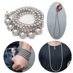 Titanium Steel Necklace Buddha Bead Bracelet Stainless Steel Fitness Whip Self-defense Weapon Chains Bracelets EDC Outdoor Tool