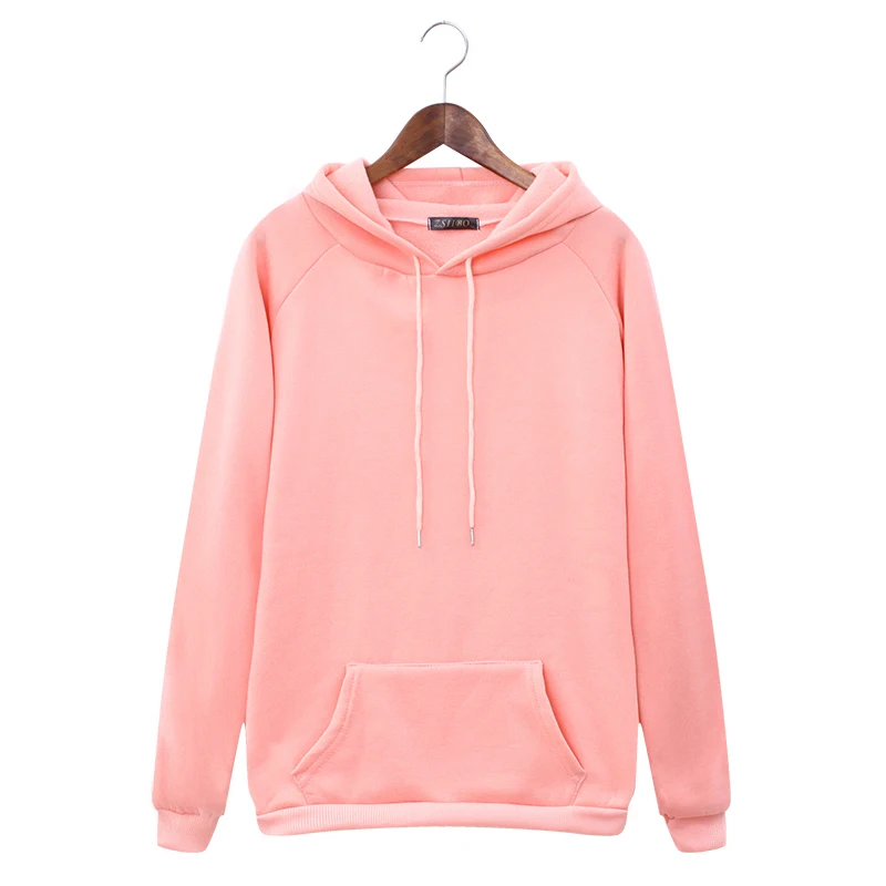 Pink Осенняя и зимняя новинка, Повседневная Женская толстовка с капюшоном, длинный рукав, Желтая Женская свободная толстовка с капюшоном, женское плотное пальто с капюшоном - Цвет: Pink