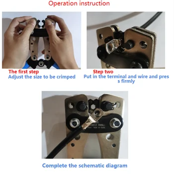 Alicates de prensado de terminales 6-50mm AWG 22-10, herramienta de mano, herramientas de engarzado hexagonal de Cable de batería 2