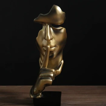 

Creative Vantage Home Desktop Craft Gift Retro Abstract Characters Figurine Do Not Speak Miniature Sculpture Thinker Statues