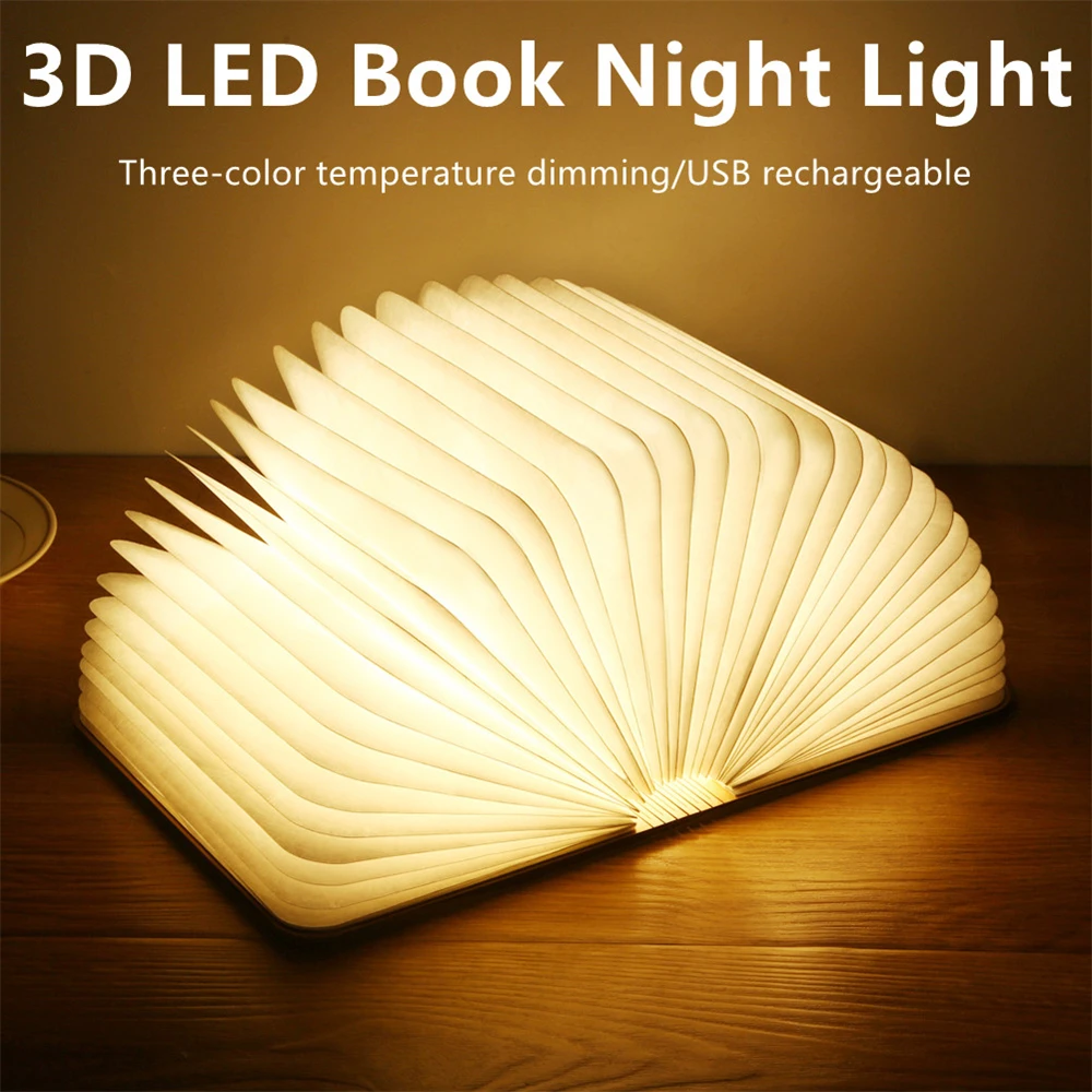 3D LED Book Light USB Rechargeable Night Light 3 Colors Foldable Table Lamp Creative LED Magnetic Lamp Portable Desk Lighting 5V folding table lamp led desk light reading foldable night for bedroom rechargeable