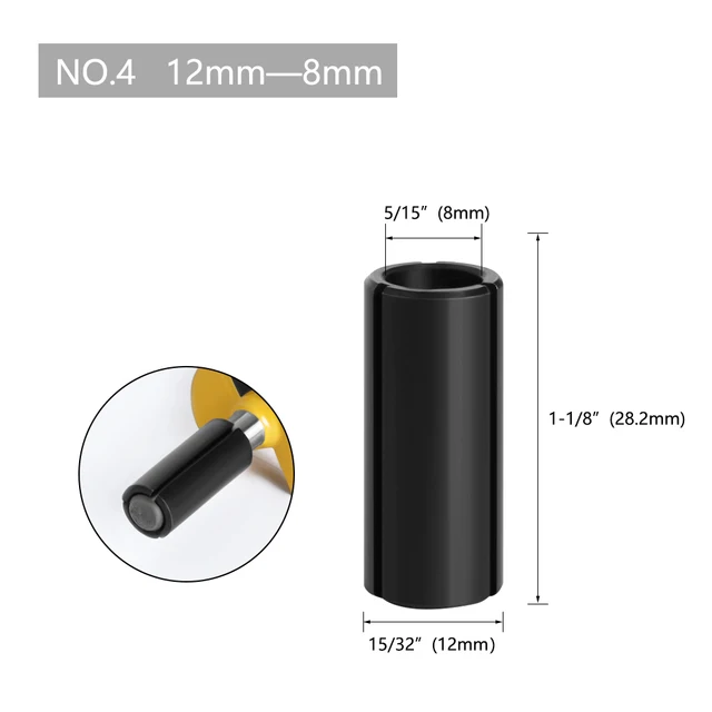 LA VIE 1pc CNC Router Bit High Precision Adapter Collet Milling Cutter Tool Adapters Holder 6mm 6.35mm 8mm 10mm 12mm 12.7mm 4001 NO.4 12x8