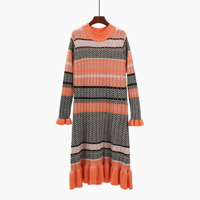 SuperAen Sweater Female Autumn and Winter New Fashion Pullovers Sweaters Women Ruffled Long Sleeve Women Clothing - Цвет: orange