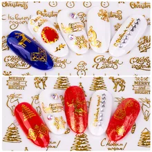 3D Christmas Snowflake Nail Art Stickers New Year Nail Slider Decals Santa Elk Letter Nail Decal DIY Nail Decoration Manicure