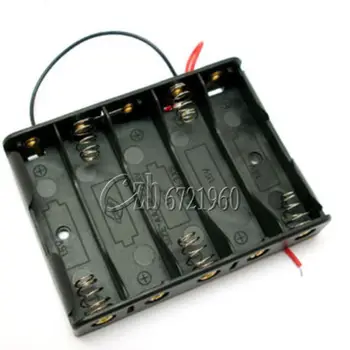 

5x AA Battery Box Case Holder With Wire Leads Side By Side Battery Box Connecting Solder For 5pcs AA Batteries