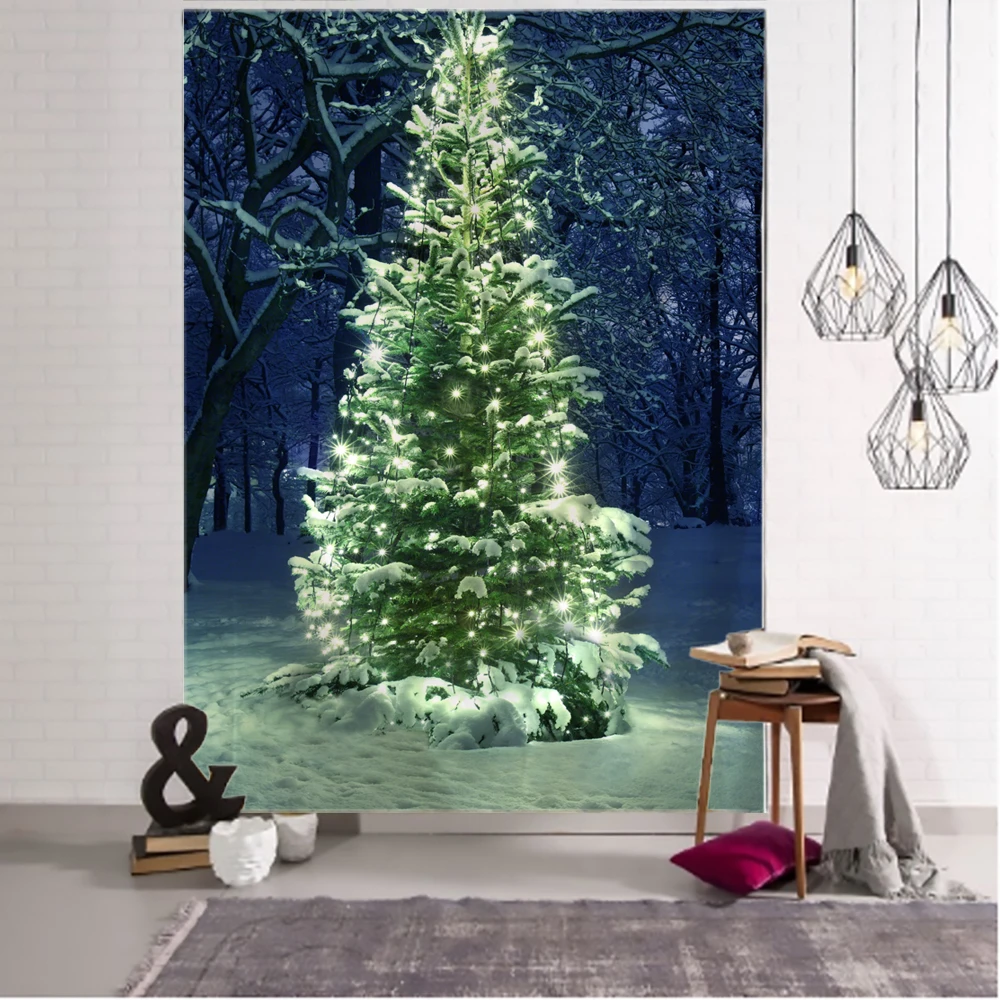 New Year Christmas Tree Tapestry Wall Hanging Carpet Xmas Home Decor Yoga Pad Bedspread Beach Mat Gift Woven tapestry decor