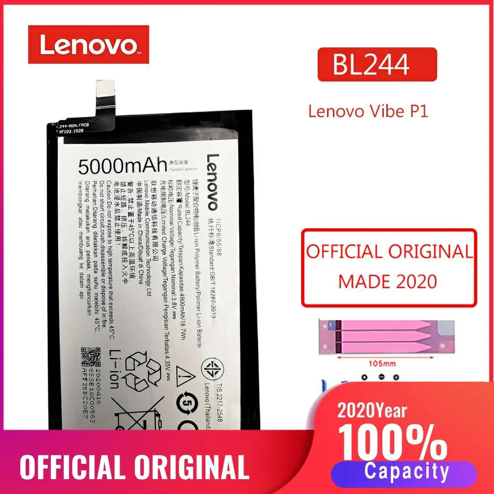 BL244 2020 Оригинальный аккумулятор для телефона Lenovo Vibe P1 P1A42 P1C58 P1C72 5000 мАч смарт