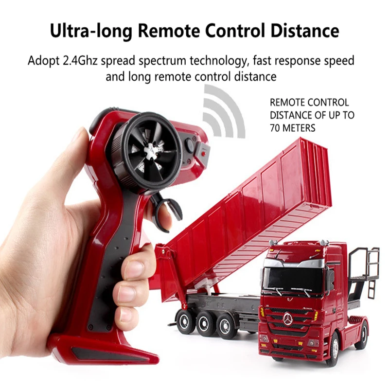 44CM Large Free Lift RC Heavy Dump Truck 45° Turning Cool Light Sound Exquisite Body Electric Remote Control Engineering Vehicle 4