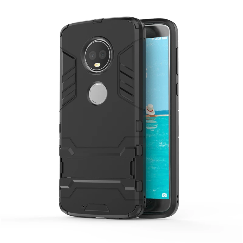 Black Yuhashi противоударный жесткий чехол-подставка для Motorola G6 Premuim, чехол-накладка для телефона, чехол-бампер для Motorola G6 - Цвет: Black