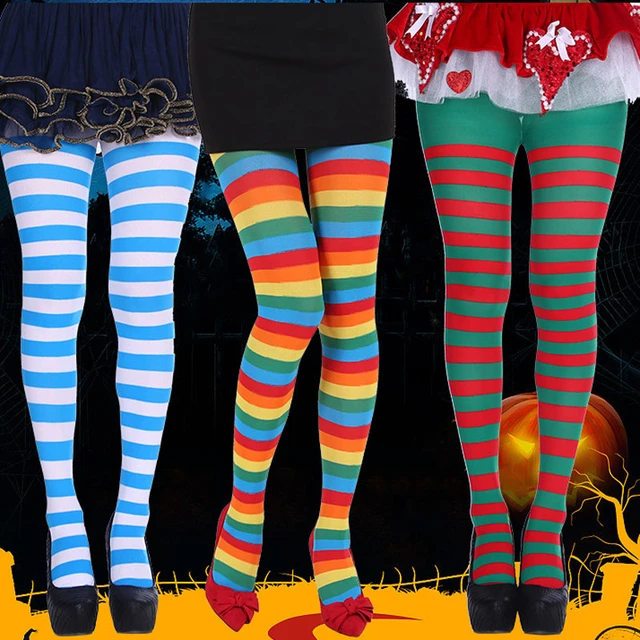6 Pcs Striped Tights Comfy Tights for Women Halloween Tights Striped  Stockings for Girls Halloween Costume