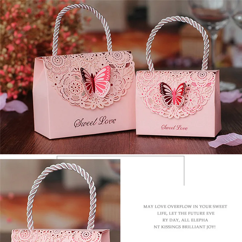 

20 Pcs/Lot Wedding candy box creative hollow carved fold butterfly wedding gift box Wedding Favor Box