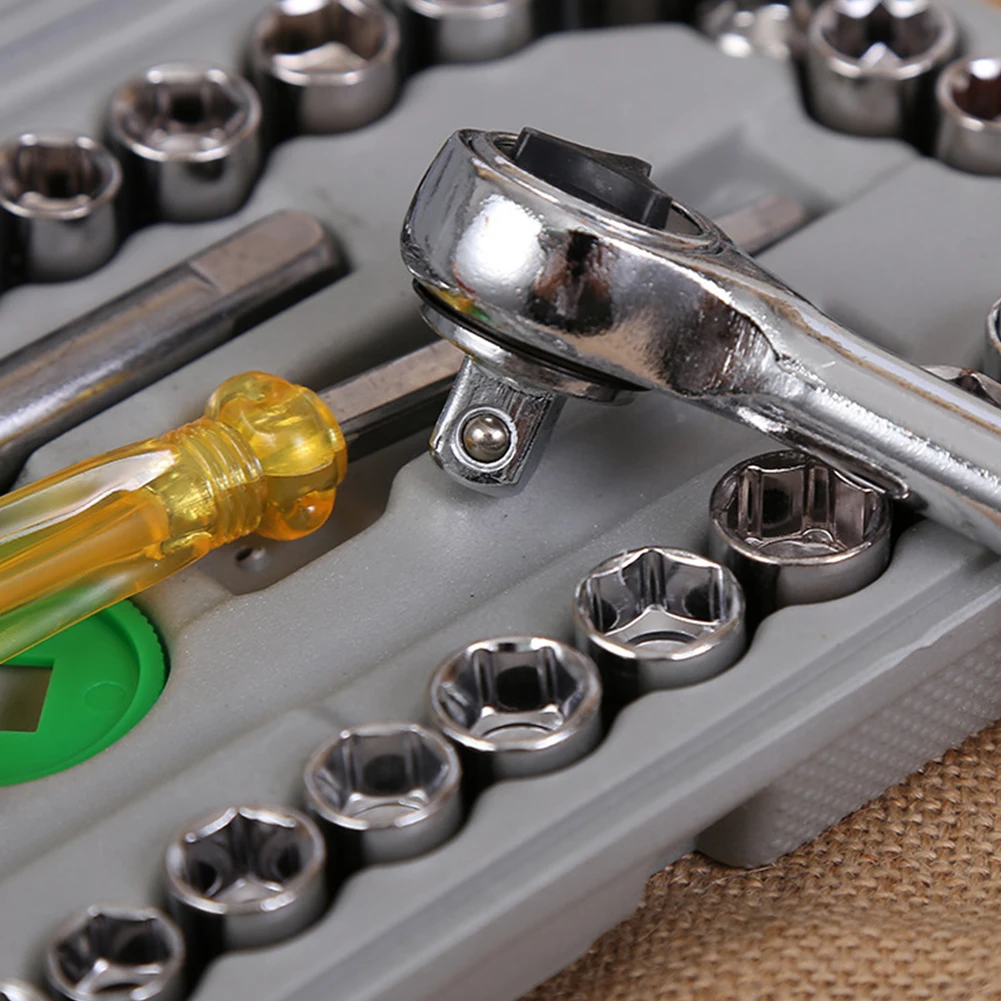 

40 Pcs Tools Carbon Steel Easy To Carry Motorcycle Repair Vehicle Mounted Toolbox Car Chrome Plated Practical Integral Forging