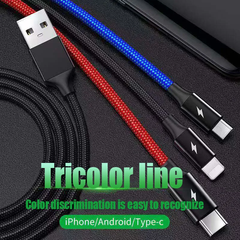 Кабель для мобильного телефона 3 в 1 Micro USB кабель usb type C кабель для зарядки IOS USB шнур