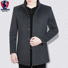 Новинка, мужское зимнее пальто, Тренч, шерсть, теплый, на каждый день, один воротник до груди, кашемир, классика, мужская верхняя ветровка
