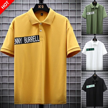 

Cotton Polo Shrits Men Fashion Bussiness Style Graphic TShirts Turn Down Collar Printed Polos Plain White Black Poloshirts Homme
