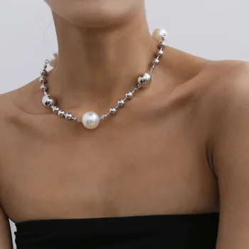 

Europe and America Ornament Cool Elegant Normcore Style Necklace Women's Fashion Business Imitation Pearl Handmade Bead Necklace