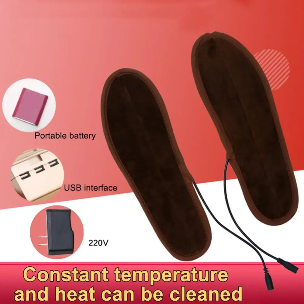 1 Pair Soft Durable Cold-proof USB Charging Electric Heating Insole Foot Warmer Pad Washable Insole heated shoe insoles