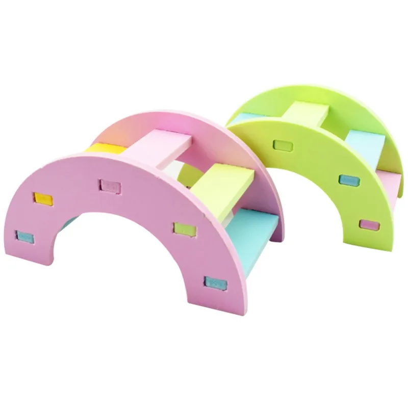 Wooden Rainbow Bridge Colorful Hamster guinea pig squirrels Chinchilla Nest Removable Small Animal Cage Sports Toy x - Цвет: Random color