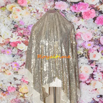 

Royaltime 1M/2M DIY 3mm Fabric Sequin Paillette Light Gold Sparkly Glitter Fabric for Dress Stage Party Wedding Decoration