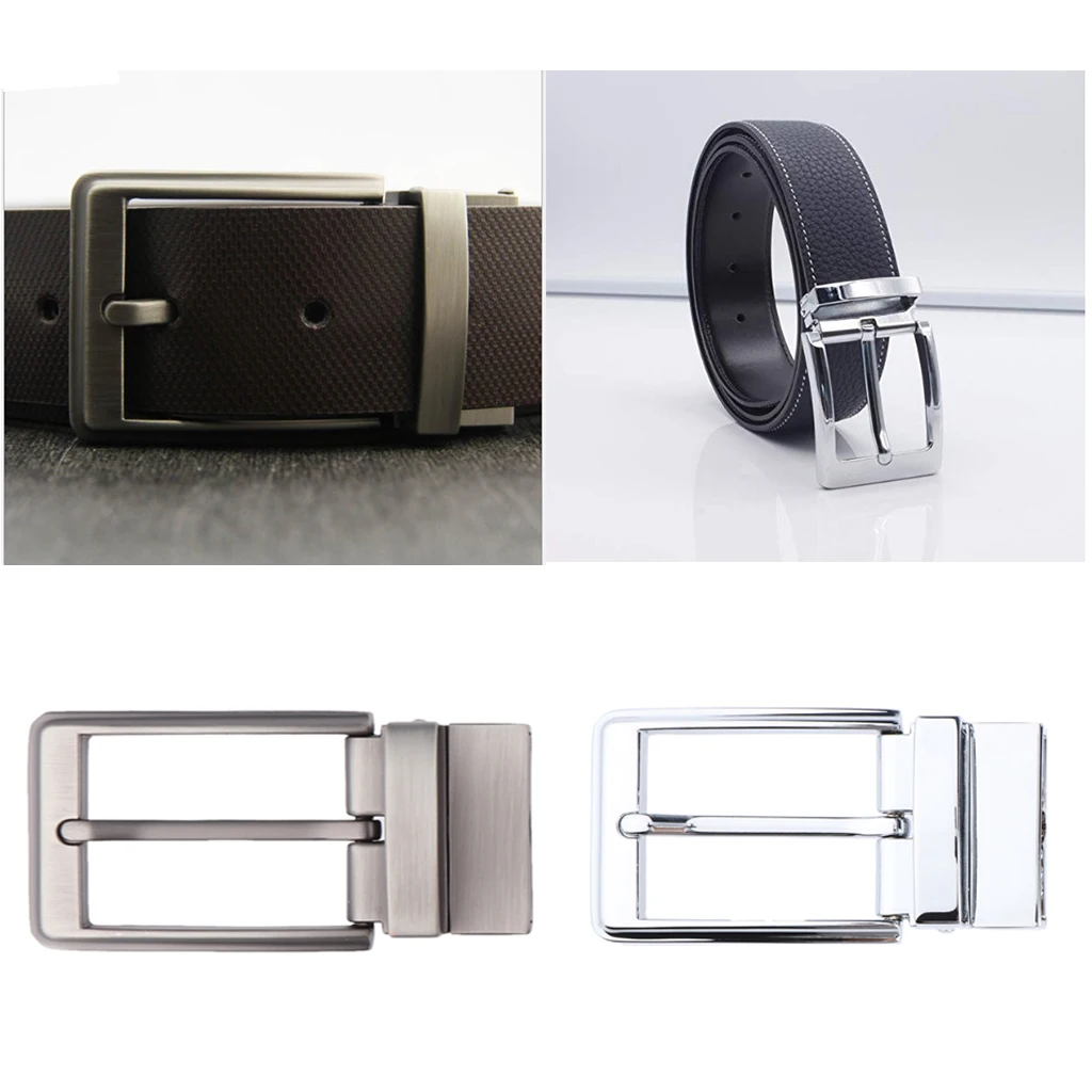Reversible Alloy Belt Buckle Single Prong Rectangular Sewing Replacement Parts Craft Decoration for Men