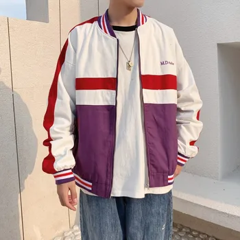 

2019 Autumn And Winter New Hong Style Korean Version Of Color Matching Fashion Sports Casual Long-sleeved Shirt Jacket