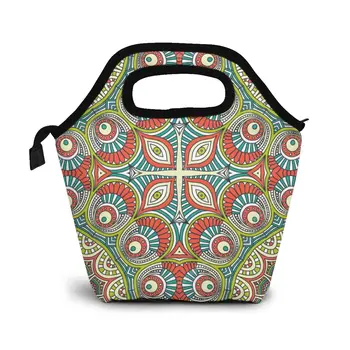 

Deposit Vintage Indian Seamless Pattern Lunch Bag For men women Reusable Lunch Tote Lunch Box Organizer Bag for Work Picnic