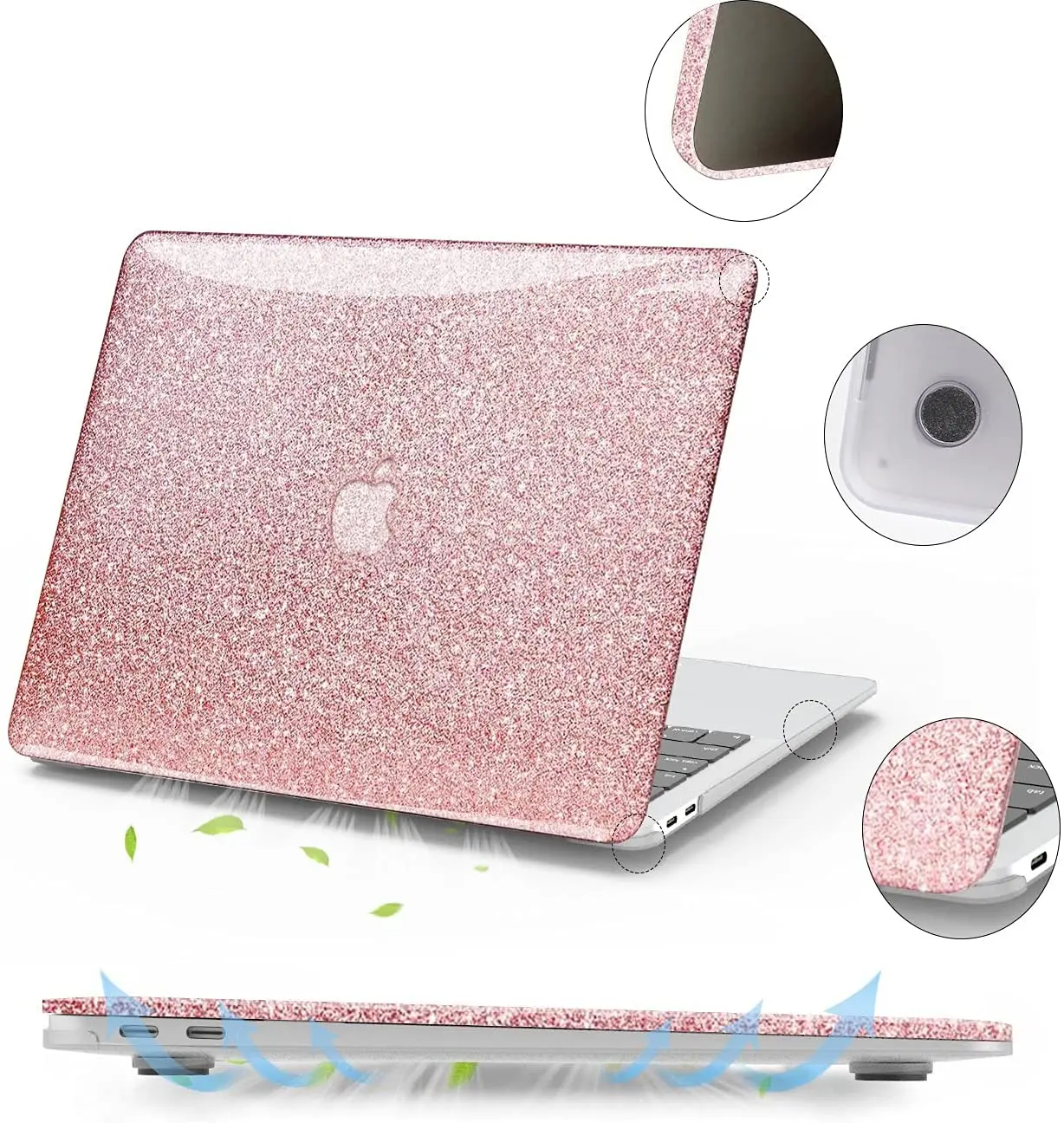 glitter plástico brilhante capa dura teclado tela para macbook air