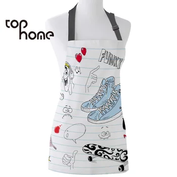 

Tophome Kitchen Apron Walls Notebook Cartoon Printed Adjustable Sleeveless Canvas Aprons for Men Women Kids Home Cleaning Tools