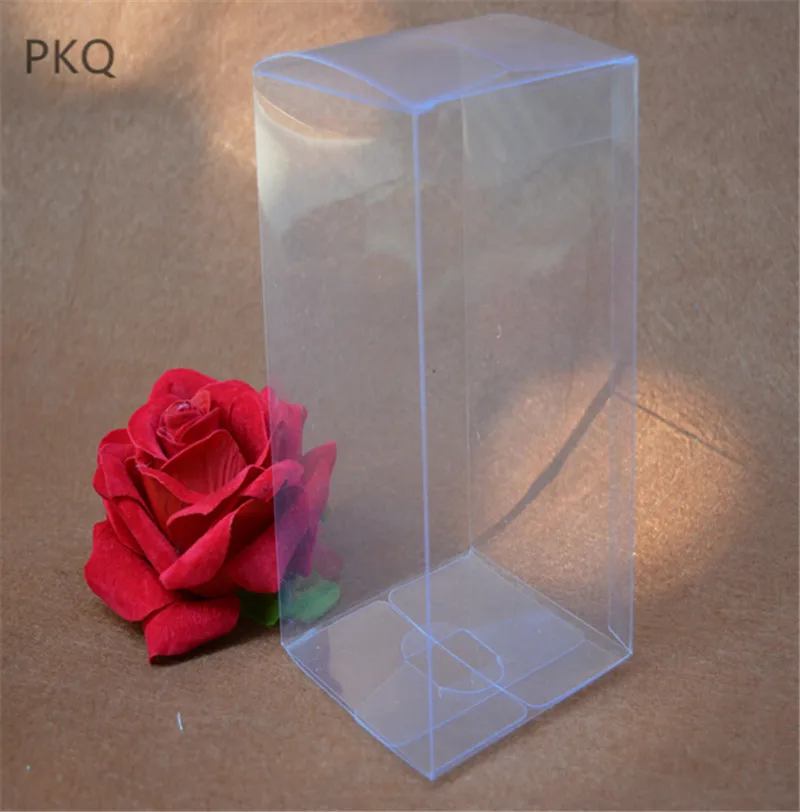 

5*5*H cm 20pcs Transparent Candy Gift Packaging Gift Box For Cosmetic Facial Cream PVC Storage Case Square Clear Macaroon Box