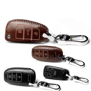 

Genuine Leather car key fob cover case for Audi A1 A2 A3 A4 A5 A6 A7 TT Q3 Q5 Q7 R8 S6 S7 S8 SQ5 RS5 flip folding key holder