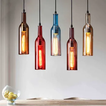 

Personalized creative LED chandelier restaurant bar cafe clothing store counter colored beer bottle decoration lamp YHJ121903