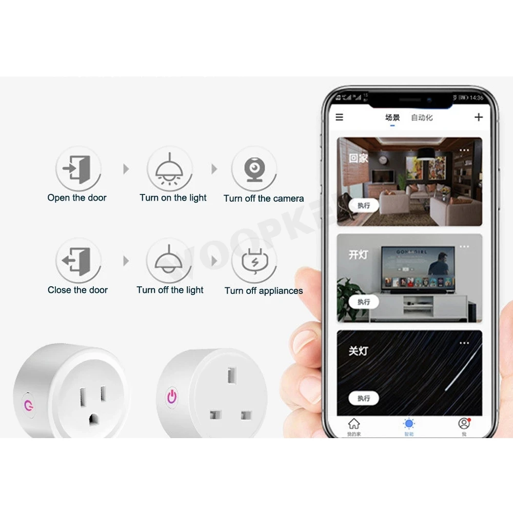 APP Contro Smart Socket WiFi Plug EU UK US Timing Intelligent Adapter  Remote Control Works With Google Home Alexa Life Assistant