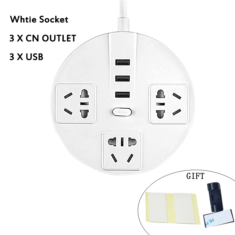 Адаптер питания 3/4 USB AC 2500W умная плата питания Китай стандарт проводки AU/EU Вилка Набор розеток 1,8/3 м удлинитель - Цвет: 3 AC 3USB